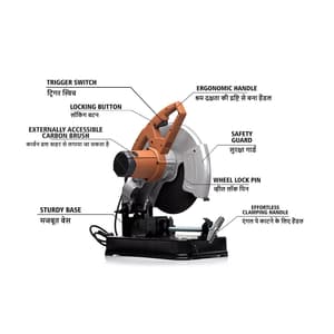 JK Super Driver 355mm 2300W Heavy Duty Cut Off Saw, JKCS14HD, 9005036