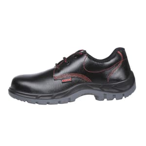 Karam Men's Deluxe Leather Safety Shoe - Fibre Toe (Black & Light Grey), FS01BL
