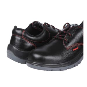 Karam Men's Deluxe Leather Safety Shoe - Fibre Toe (Black & Light Grey), FS01BL