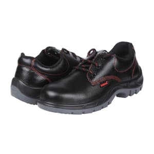 Karam Men's Deluxe Leather Safety Shoe - Fibre Toe (Black & Light Grey), FS01BL