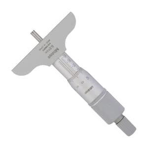 Mitutoyo 0 - 25 mm Precision Depth Micrometer with Carbide Measuring Rod (63.5 mm Base Width), 128-103