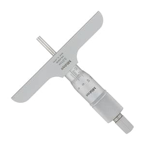 Mitutoyo 0 - 25 mm Precision Depth Micrometer with Carbide Tipped Rod (101.6 mm Base Width), 128-104