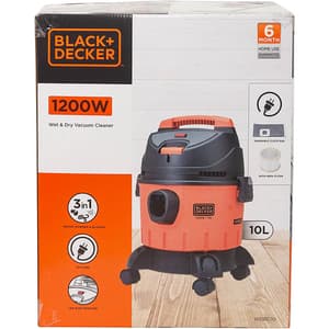 Black+Decker 10-Litre, 1200 Watt, 16 KPa High Suction Wet & Dry Vacuum Cleaner & Blower with HEPA Filter & Reusable Dustbag (Red), WDBD10