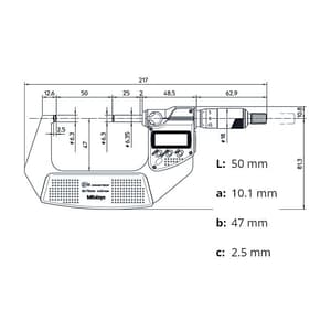 Mitutoyo 50 - 75 mm Digital Micrometer With Ratched Stop & SPC Data Output (IP65 Coolant-Proof), 293-232-30
