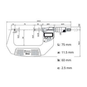 Mitutoyo 75 - 100 mm Digital Micrometer With Ratched Stop & SPC Data Output (IP65 Coolant-Proof), 293-233-30