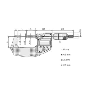 Mitutoyo 0 - 25 mm Digital Micrometer Without Data Output (IP65 Coolant-Proof), 293-240-30