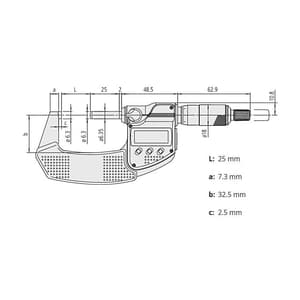 Mitutoyo 25 - 50 mm Digital Micrometer Without Data Output (IP65 Coolant-Proof), 293-241-30