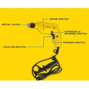 Stanley 13 mm / 600W Hammer Drill Machine & Hand Tools Kit For Home, DIY & Professional Use (120-Pieces), SDH600KP