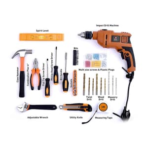JK Super Drive Professional Tool Kit with 13mm (550Watt) Heavy duty Impact Drill Machine For Home, DIY & Professional Use (98-Pieces), SD9000014A