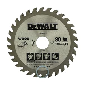 Dewalt 4 inch / 110 mm TCT Woodworking Saw Blade For MDF Particle Boards & Laminated Boards (30 Teeth), DW03430-IN