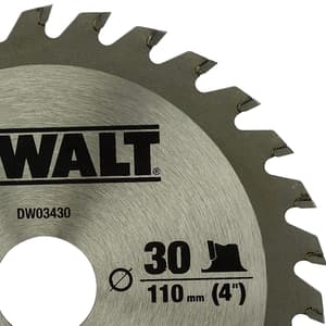 Dewalt 4 inch / 110 mm TCT Woodworking Saw Blade For MDF Particle Boards & Laminated Boards (30 Teeth), DW03430-IN