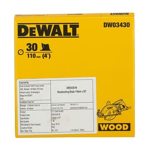 Dewalt 4 inch / 110 mm TCT Woodworking Saw Blade For MDF Particle Boards & Laminated Boards (30 Teeth), DW03430-IN