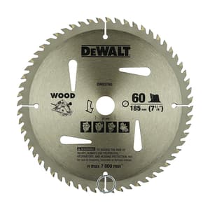 Dewalt 7-1/4 inch / 185 mm TCT Woodworking Cutting Blade For MDF Particle Boards Laminated Boards (60 Teeth), DW03760-IN