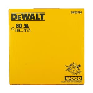 Dewalt 7-1/4 inch / 185 mm TCT Woodworking Cutting Blade For MDF Particle Boards Laminated Boards (60 Teeth), DW03760-IN