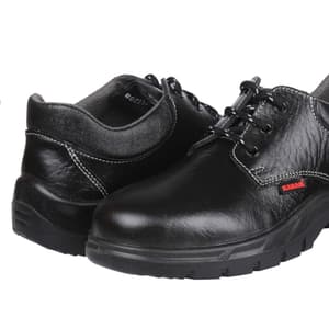 Karam Men's Grain Leather Deluxe Safety Shoe - Fibre Toe (Black), FS02BL