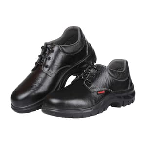 Karam Men's Grain Leather Deluxe Safety Shoe - Steel Toe (Black), FS02BL