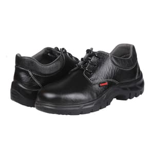 Karam Men's Grain Leather Deluxe Safety Shoe - Steel Toe (Black), FS02BL