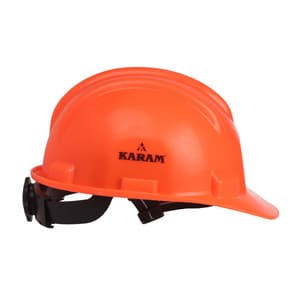 Karam ISI Marked Shelmet Ratchet Type Safety Helmet With Plastic Cradle (Fluorescent Orange), PN521