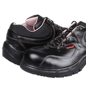 Karam Women's Buff Waxy Leather Safety Shoe - Fibre Toe (Black), FS100BL