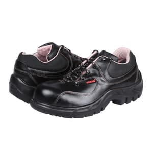 Karam Women's Buff Waxy Leather Safety Shoe - Fibre Toe (Black), FS100BL