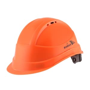 Karam ISI Marked Shelblast Safety Helmet With Plastic Cradle Peak & Nape Type Adjustment (Fluorescent Orange), PN541