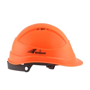 Karam ISI Marked Shelblast Safety Helmet With Plastic Cradle Peak & Nape Type Adjustment (Fluorescent Orange), PN541