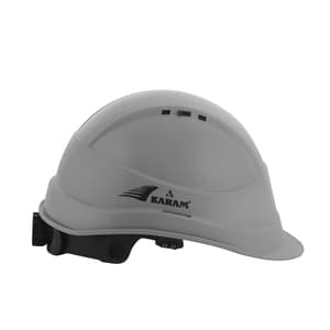 Karam ISI Marked Shelblast Safety Helmet With Plastic Cradle Peak & Ratchet Type Adjustment (Apex Grey), PN542