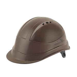 Karam ISI Marked Shelblast Safety Helmet With Plastic Cradle Peak & Ratchet Type Adjustment (Brown), PN542