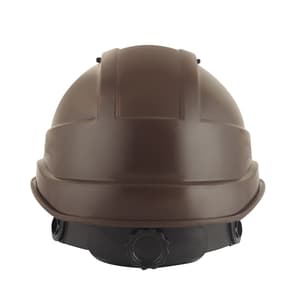 Karam ISI Marked Shelblast Safety Helmet With Plastic Cradle Peak & Ratchet Type Adjustment (Brown), PN542