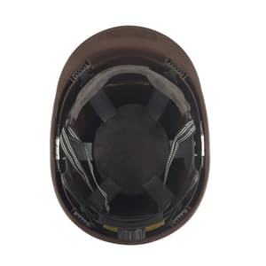 Karam ISI Marked Shelblast Safety Helmet With Plastic Cradle Peak & Ratchet Type Adjustment (Brown), PN542