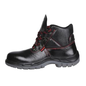 Karam Men's Ankle Height Apollo Print Leather Safety Shoe - Steel Toe (Black), FS21BL(RO)
