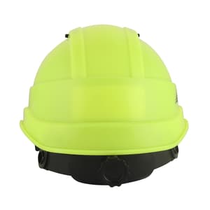 Karam ISI Marked Shelblast Safety Helmet With Plastic Cradle Peak & Ratchet Type Adjustment (Fluorescent Green), PN542