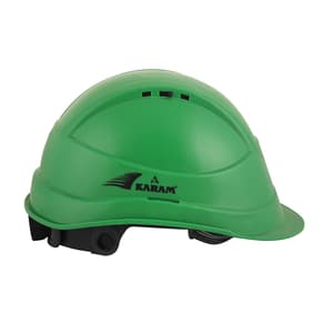 Karam ISI Marked Shelblast Safety Helmet With Plastic Cradle Peak & Ratchet Type Adjustment (Hyd Green), PN542