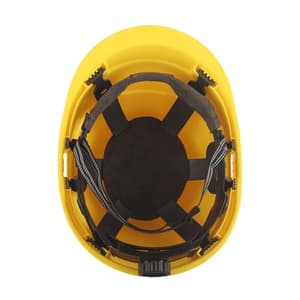 Karam ISI Marked Shelblast Safety Helmet With Plastic Cradle Peak & Ratchet Type Adjustment (Lemon Yellow), PN542