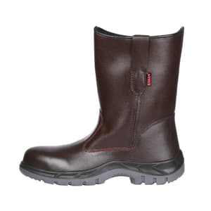 Karam Men's High Ankle Leather Safety Gumboot - Steel Toe (Dark Brown), FS51RG