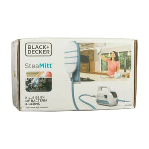 Black+Decker 1000-Watt SteaMitt Pro Handheld Steam Cleaner with 99.9% Germ Protection (White/Blue), FSH10SMP