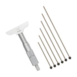 Mitutoyo 0 - 150 mm Depth Micrometer with Interchangeable Rods (63.5 mm Base Width), 129-112