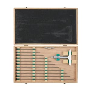 Mitutoyo 0 - 300 mm Depth Micrometer with Interchangeable Rods (101.6 mm Base Width), 129-153