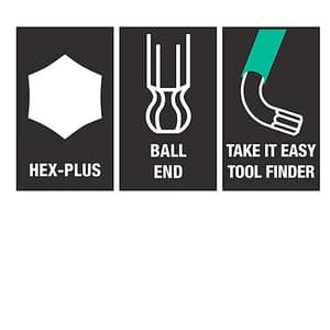 Wera 950 / 9 Pcs Hex-Plus Multicolour Imperial 1 L-key Set BlackLaser, 05022639001