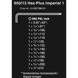 Wera 950 / 13 Pcs Hex-Plus Imperial 1 L-key Set BlackLaser, 05021728001
