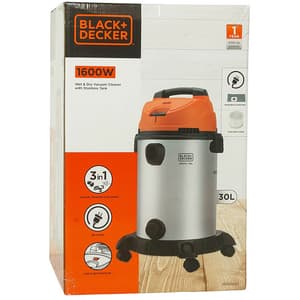 Black+Decker 30-Litre, 1600 Watt, 16 KPa High Suction Wet & Dry Stainless Steel Vacuum Cleaner & Blower with HEPA Filter & Reusable Dustbag (Red), WDBDS30