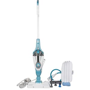Black+Decker 1300-Watt 7-in-1 Steam-Mop with Autoselect Technology & 99.9% Germ Protection (White and Blue), FSMH1321-QS