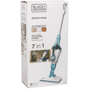 Black+Decker 1300-Watt 7-in-1 Steam-Mop with Autoselect Technology & 99.9% Germ Protection (White and Blue), FSMH1321-QS