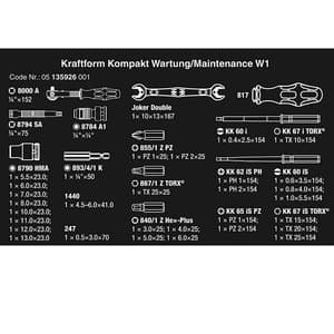 Wera 35 Pcs Kraftform Kompakt W1 Maintenance Kit, 05135926001