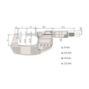 Mitutoyo 0 - 25 mm Digital Micrometer Without Data Output (Metric / Inch IP65 Coolant-Proof), 293-340-30
