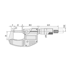 Mitutoyo 0 - 25 mm Digital Micrometer Without Data Output, 293-821-30