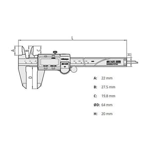 Mitutoyo 300 mm / 12 inch Digital ABS AOS Caliper With Data Output, 500-173-30