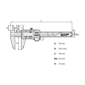 Mitutoyo 200 mm / 8 inch Digital ABS AOS Caliper Without Data Output, 500-197-30