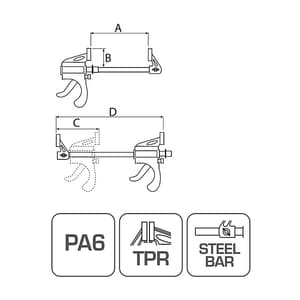 Hogert 100 mm / 4 inch Ratchet Bar Clamp And Spreader, HT3B935