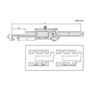 Insize 150 mm / 6 inch Digital External Hook Caliper (Built-in Wireless), 1164-150WL